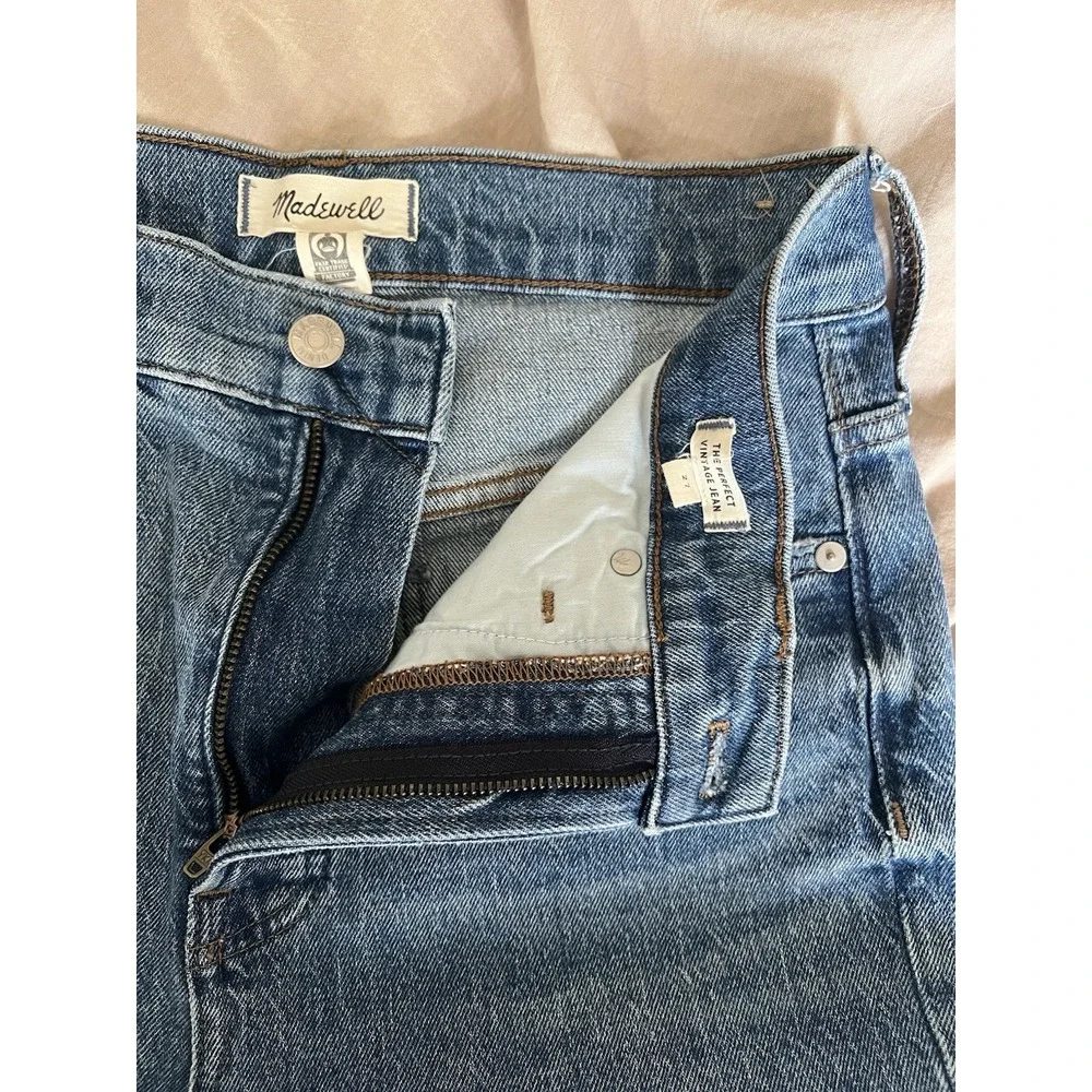 Madewell The Perfect Vintage Jean Enmore Medium Wash Raw Hem High Rise 27 MB406 - Picture 8 of 11